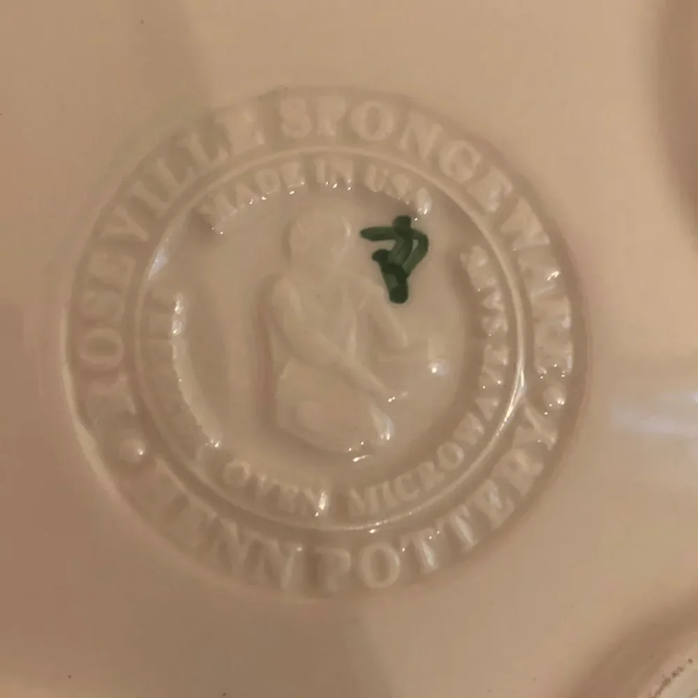 Henn Pottery Spongeware Tree Platter Plate Green